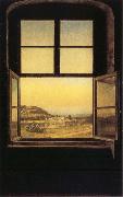 johann christian Claussen Dahl View through a Window to the Chateau of Pillnitz painting
